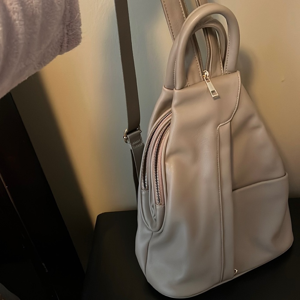 Tan leather back pack